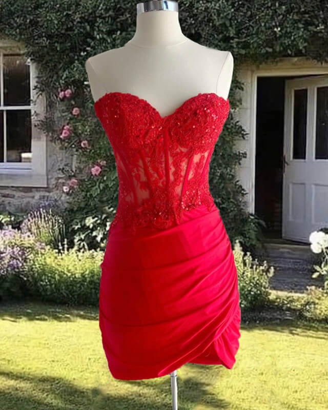 Sheer Lace Corset Tight Satin Party Dress Lisposa Sheer Lace Corset Tight Satin Party Dress Lisposa