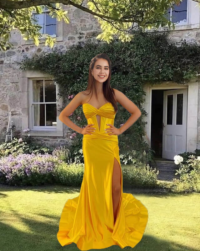 Gold Mermaid Sweetheart Split Dress