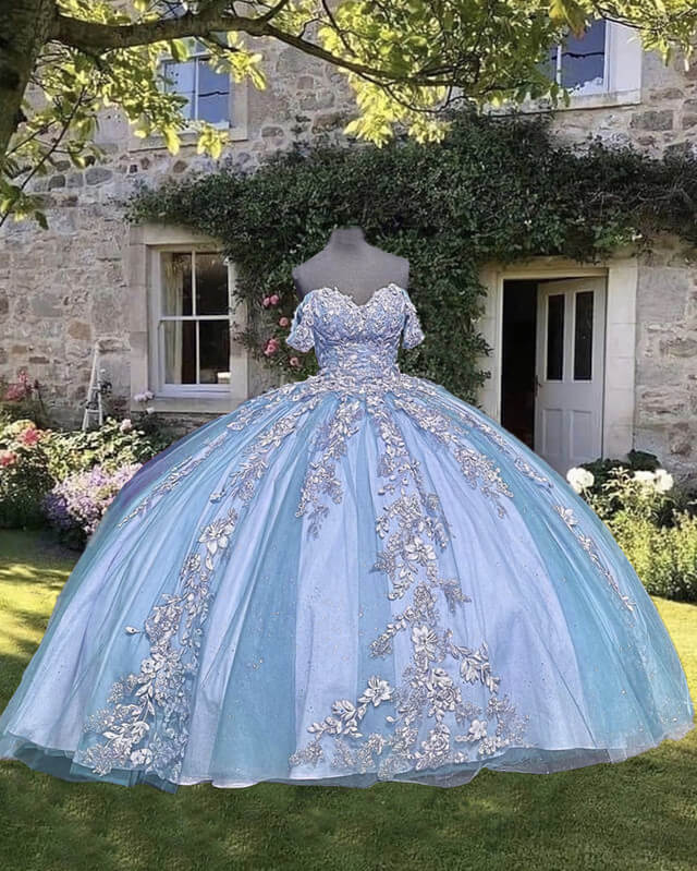 Lace Appliques Off-the-shoulder Ball Gown Dress