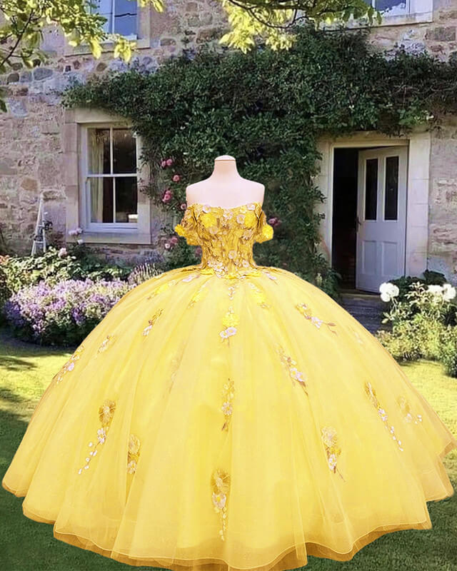 Yellow Floral Flowers Quinceanera Dresses Lisposa Yellow Floral Flowers Quinceanera Dresses Lisposa