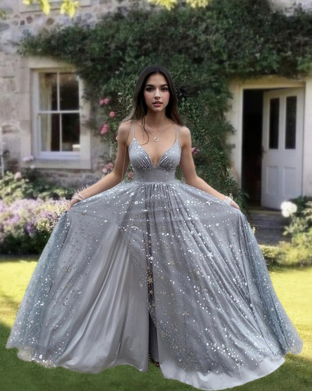 Wedding Dress Grey Graduation Dress Sparkly Stars Sequins Prom Dresses Lisposa Wedding Dress Grey Graduation Dress Sparkly Stars Sequins Prom Dresses Lisposa