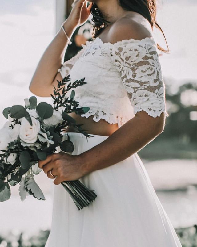 Two Piece Wedding Dresses Boho Lace Crop Lisposa Two Piece Wedding Dresses Boho Lace Crop Lisposa
