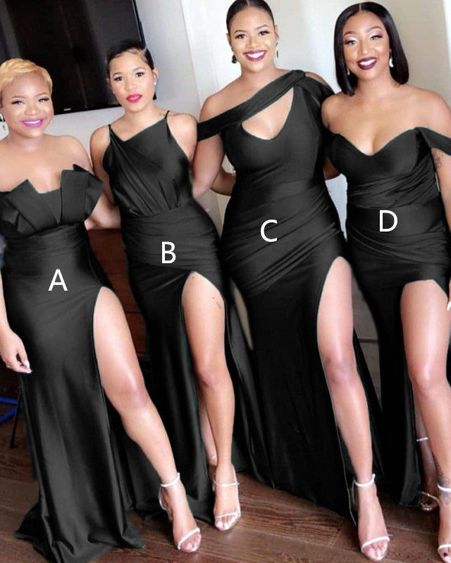 Black Mermaid Mismatched Bridesmaid Dresses