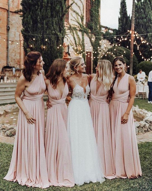Long Blush Chiffon Bridesmaid Dresses Mixed Style Lisposa Long Blush Chiffon Bridesmaid Dresses Mixed Style Lisposa