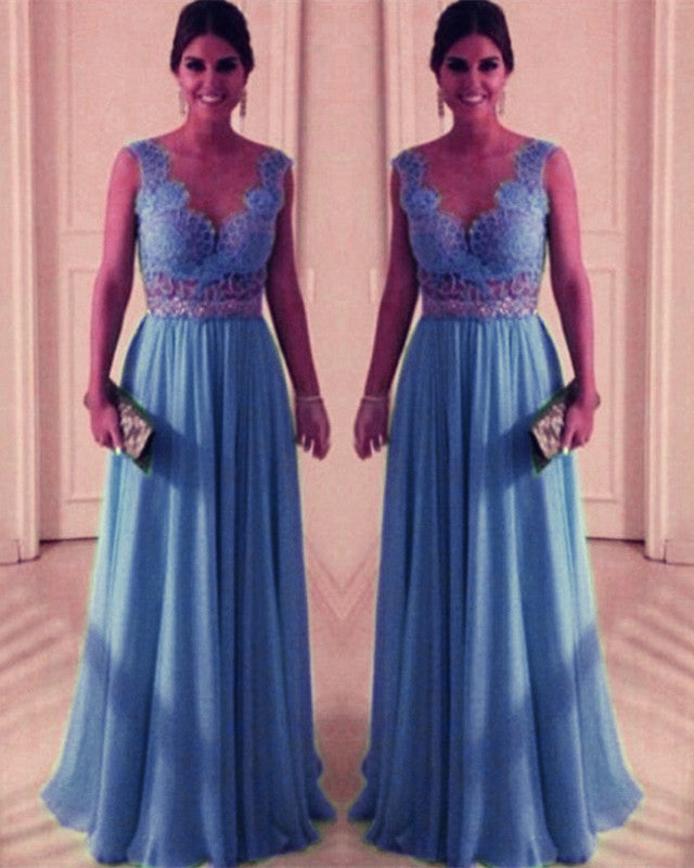 Elegant Lace Appliques Bridesmaid Dresses Nude Back