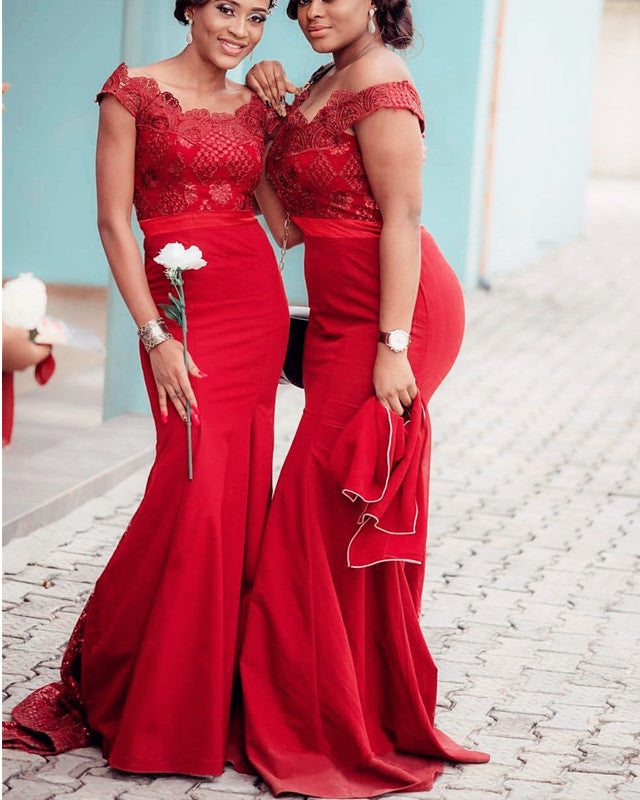 Red Bridesmaid Dresses Mermaid