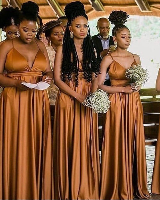 Copper Satin Bridesmaid Dresses