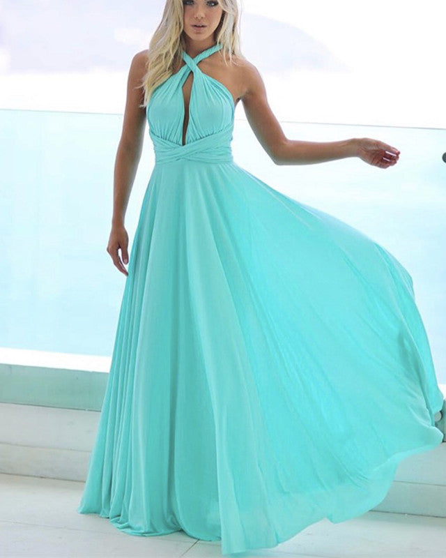 Halter Bridesmaid Dresses Chiffon Open Back