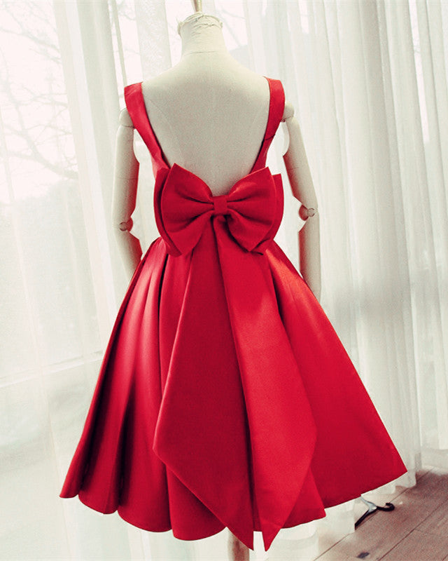 Red Bridesmaid Dresses Tea Length
