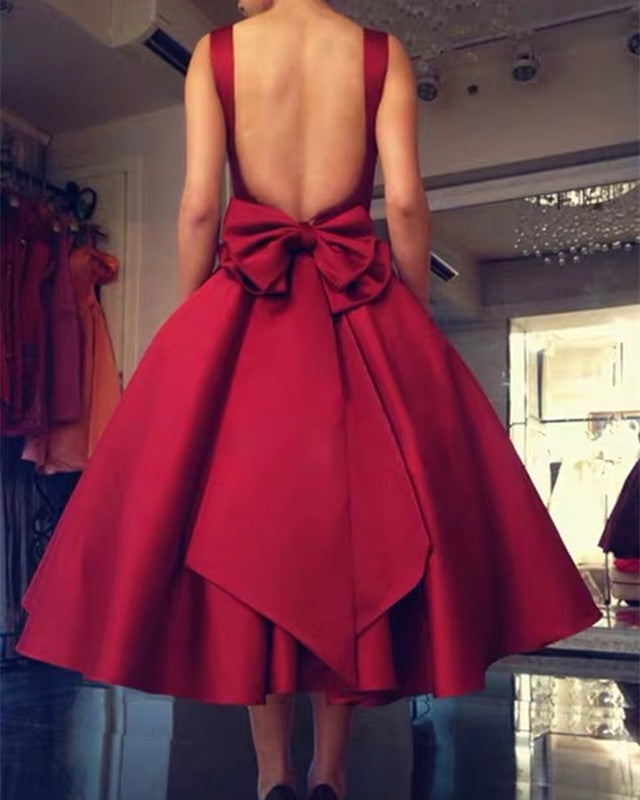 Tea Length Bridesmaid Dresses Satin Bow Back Lisposa Tea Length Bridesmaid Dresses Satin Bow Back Lisposa