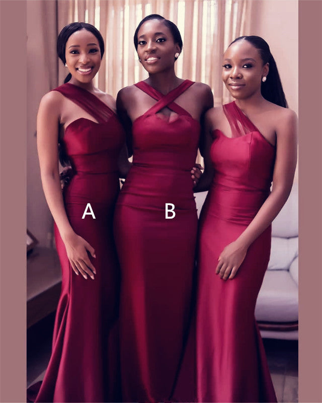 Dark Red Mermaid Bridesmaid Dresses Mixed Style – Lisposa Dark Red Mermaid Bridesmaid Dresses Mixed Style – Lisposa
