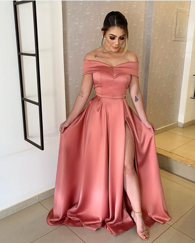 Long Bridesmaid Dresses Off Shoulder Satin Split Lisposa Long Bridesmaid Dresses Off Shoulder Satin Split Lisposa