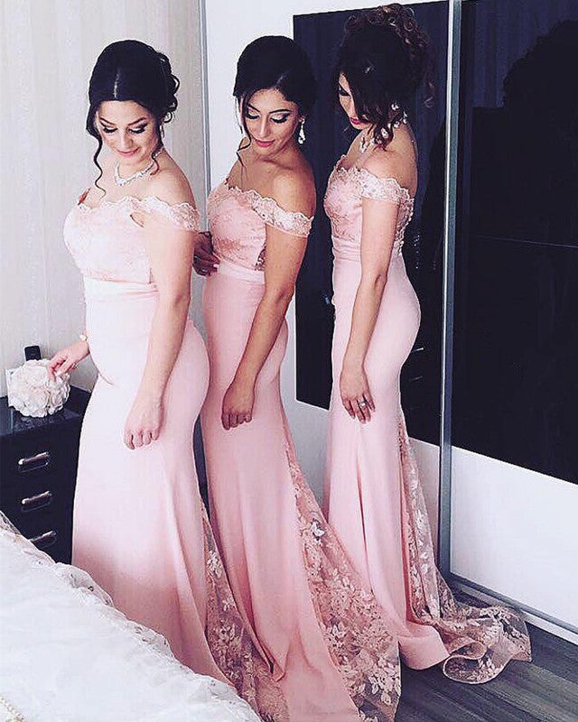 Mermaid Lace Appliques Bridesmaid Dresses Off The Shoulder