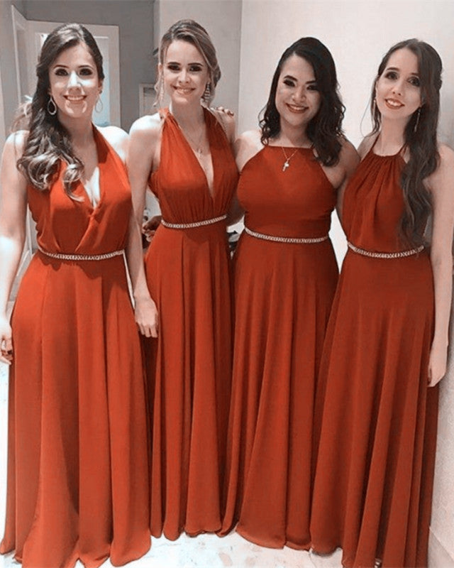Rust Bridesmaid Dresses Long Chiffon Mismatched Lisposa Rust Bridesmaid Dresses Long Chiffon Mismatched Lisposa