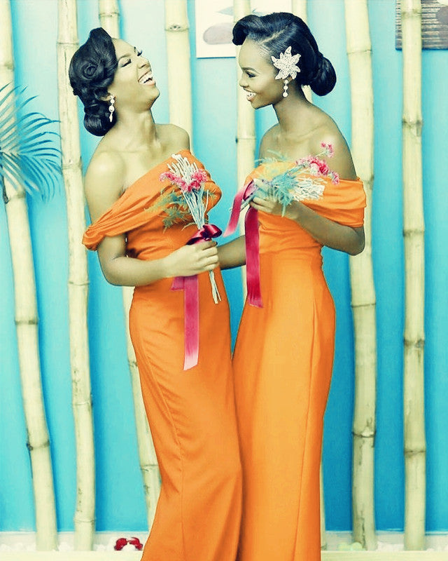 Mermaid Bridesmaid Dresses Satin Ruched Off The Shoulder