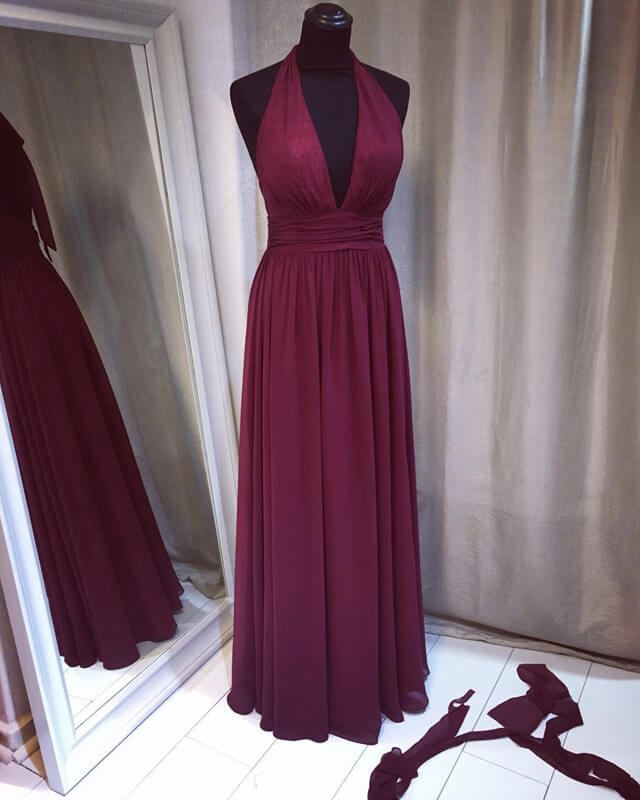 Mulberry Bridesmaid Dresses Halter