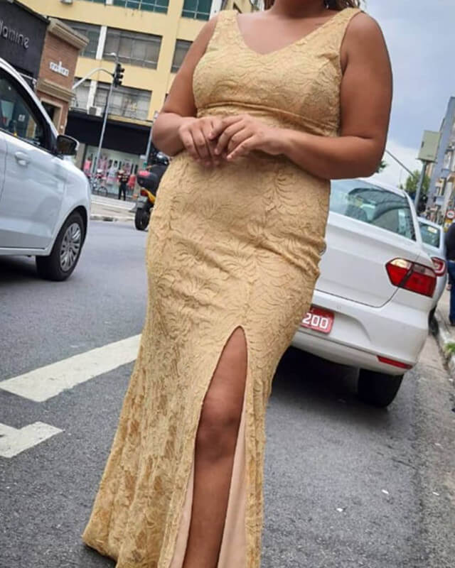 Plus Size Gold Lace Bridesmaid Dresses