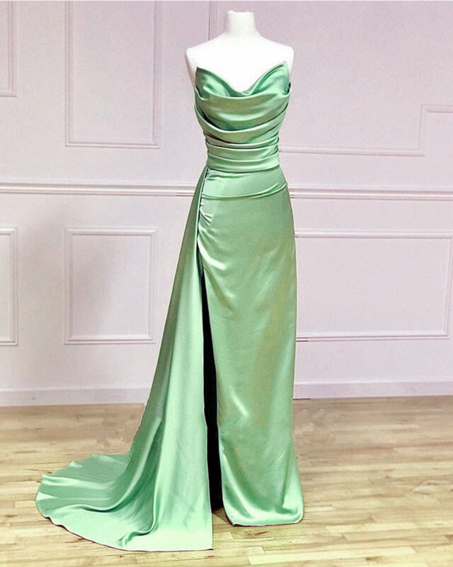 Long Sage Satin Cowl Neck Bridesmaid Dress Lisposa Long Sage Satin Cowl Neck Bridesmaid Dress Lisposa