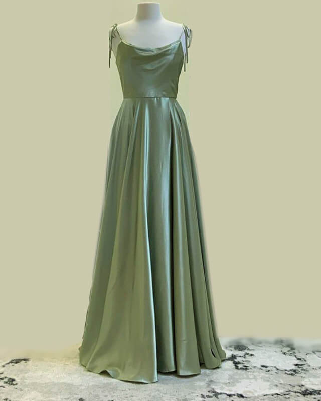 Long Sage Green Satin Cowl Neck Dress Lisposa Long Sage Green Satin Cowl Neck Dress Lisposa