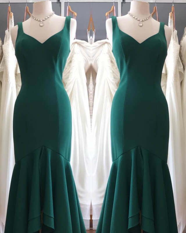 Mermaid Emerald Green Asymmetrical Dress