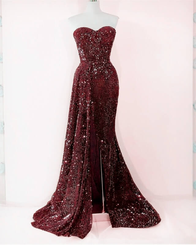 Burgundy Sequin Bridesmaid Dresses