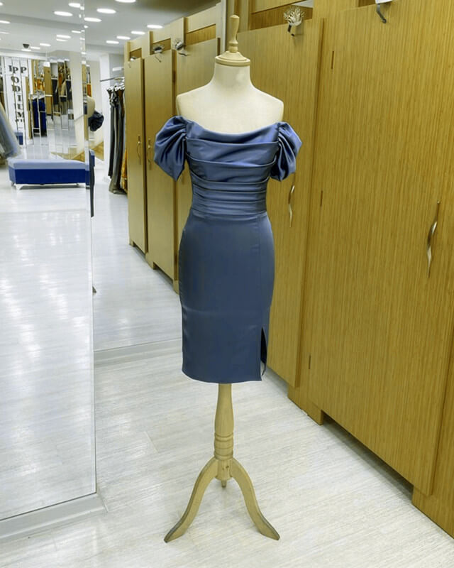 Sage Green Satin Ruched Midid Satin Dress