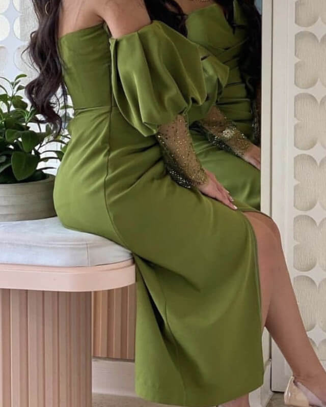 Moss Midi Split Long Sleeve Dress