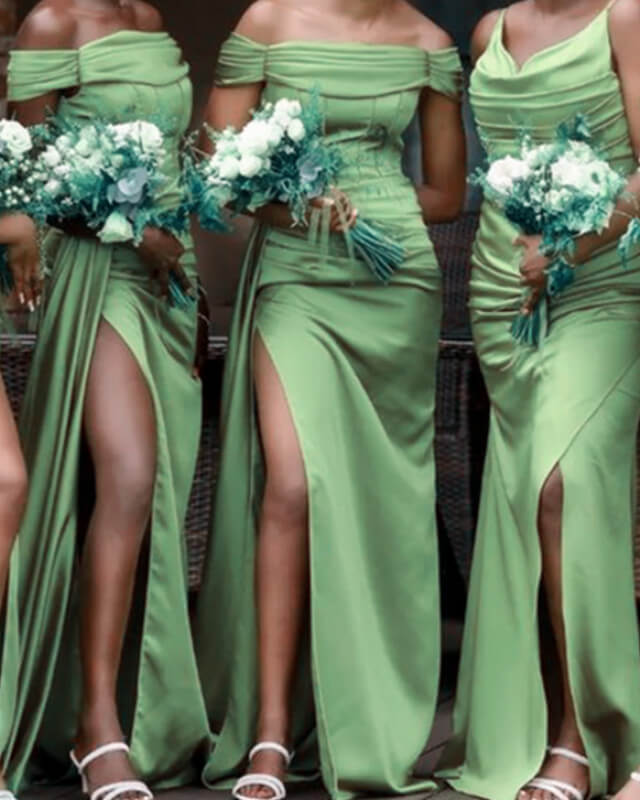 Mermaid Sage Green Soft Satin Dress