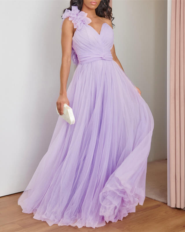 Lilac Chiffon One Shoulder Dress Lisposa Lilac Chiffon One Shoulder Dress Lisposa