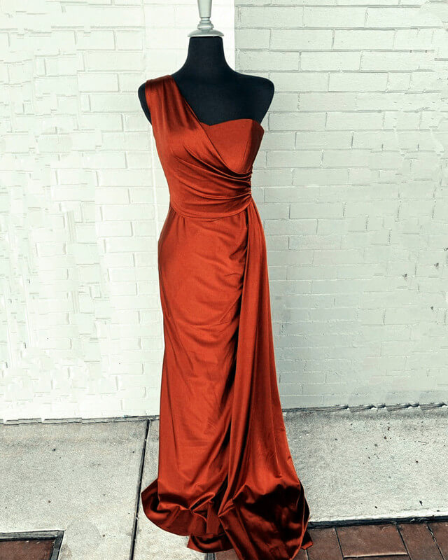 Burnt Orange Satin Bridesmaid Dresses One Shoulder Lisposa Burnt Orange Satin Bridesmaid Dresses One Shoulder Lisposa