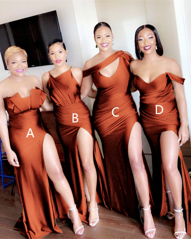 Burnt Orange Bridesmaid Gowns Mermaid