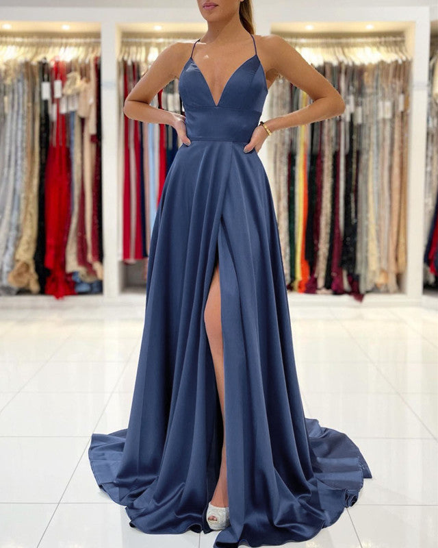 Dusty Blue Bridesmaid Dresses Satin