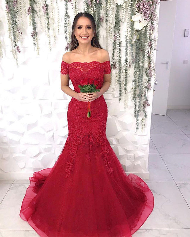 Red Mermaid Evening Dress