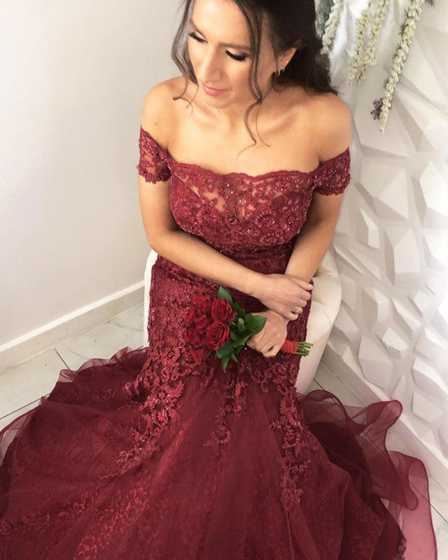 Burgundy Mermaid Prom Dresses