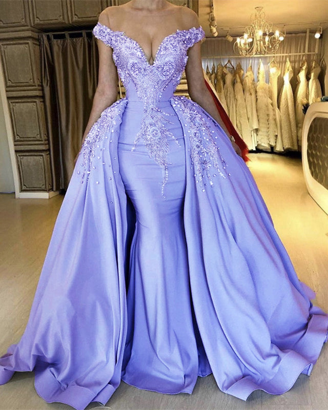 Mermaid Evening Dresses Embroidery Beaded Off Shoulder – Lisposa