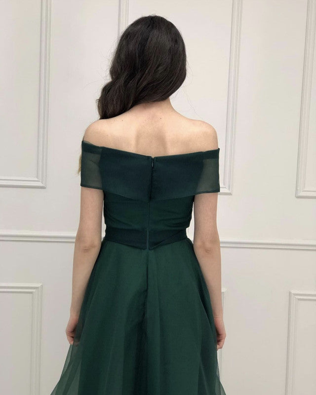 Beach Bridesmaid Dresses Off Shoulder Tea Length