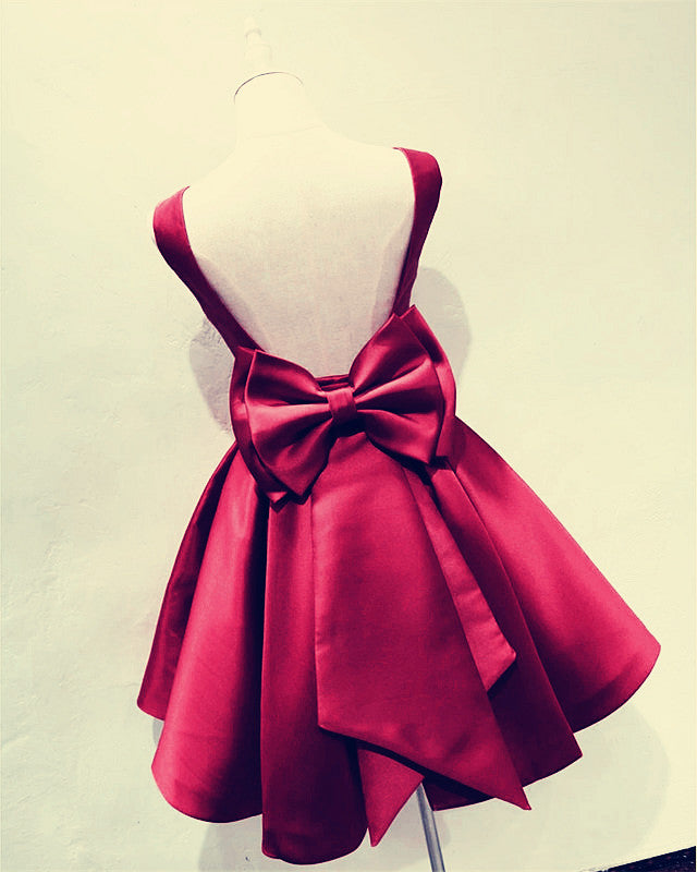 Cute Homecoming Dresses Satin Bow Back Spaghetti Straps Lisposa Cute Homecoming Dresses Satin Bow Back Spaghetti Straps Lisposa