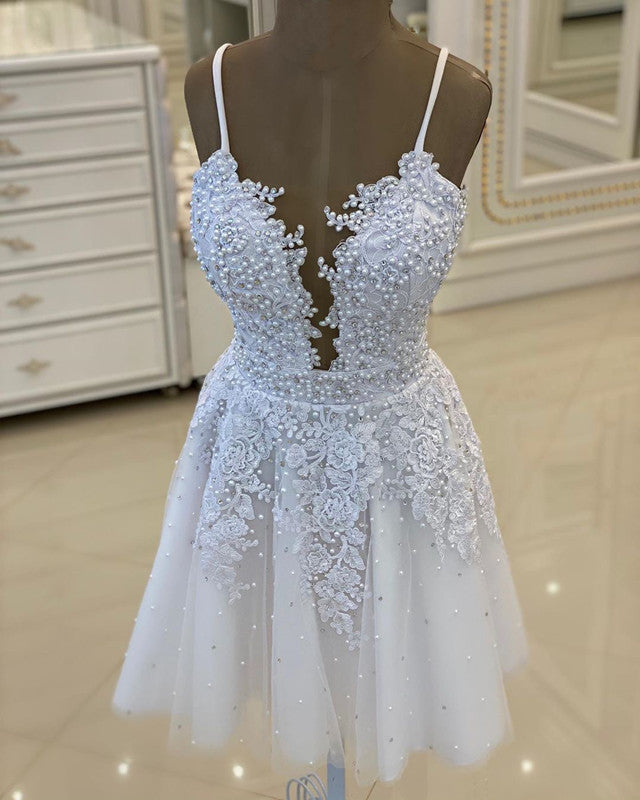 White Lace Wedding Dress Short
