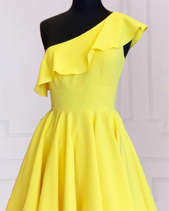 Short One Shoulder Ruffles Homecoming Dresses