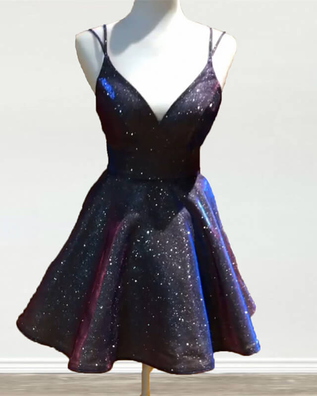 Short Sparkly V-neck Homecoming Dresses Spaghetti Straps Lisposa Short Sparkly V-neck Homecoming Dresses Spaghetti Straps Lisposa