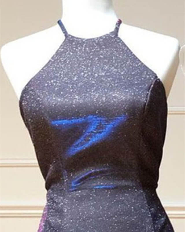 Sheath Metallic Halter Mini Dress