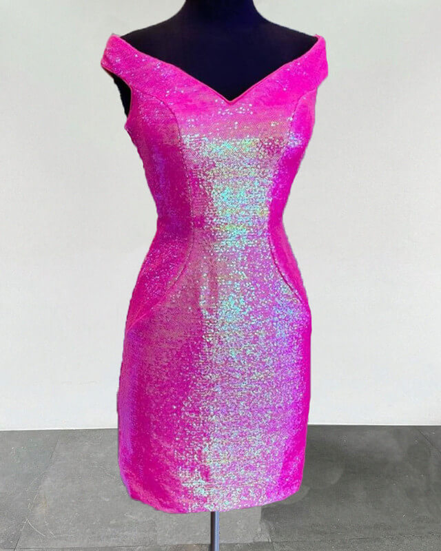 Short Neon Pink Tight Sequin Homecoming Dresses Lisposa Short Neon Pink Tight Sequin Homecoming Dresses Lisposa