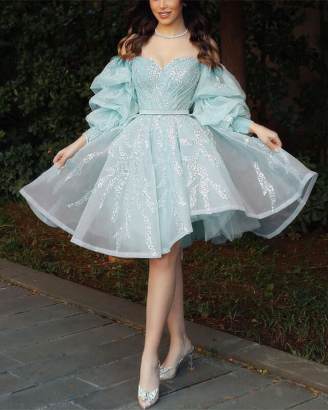 Blue Homecoming Dresses With Sleeves
