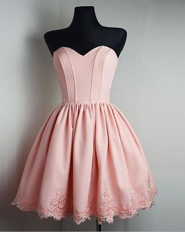 Short Light Green Satin Homecoming Dresses Lace Edge
