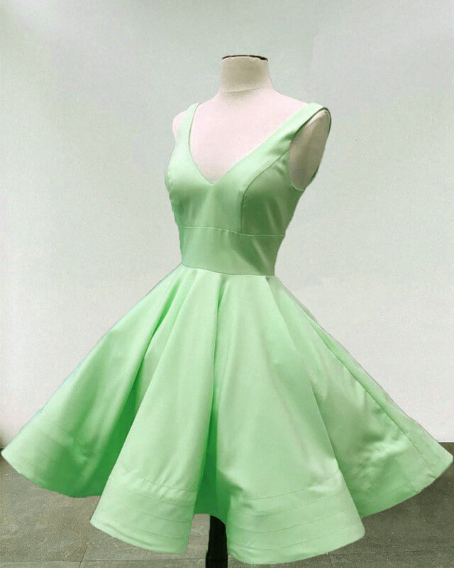 Light Green Satin Swing Homecoming Dress Lisposa Light Green Satin Swing Homecoming Dress Lisposa