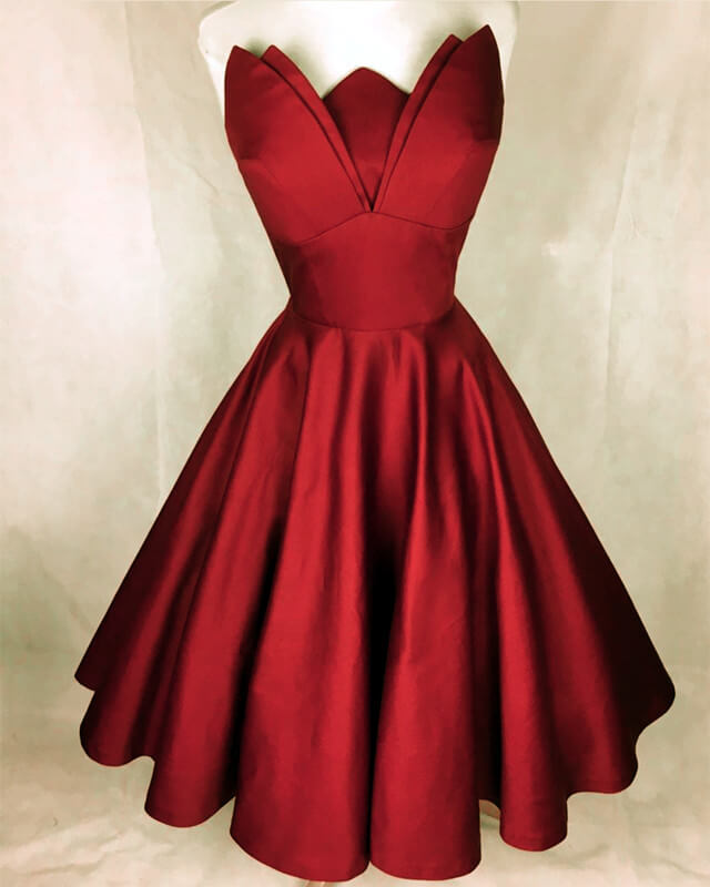 Dark Red satin homecoming dress