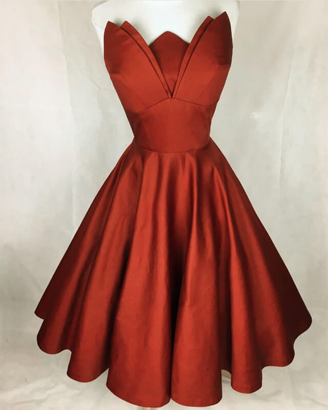 Orange Strapless Knee Length Satin Dress Lisposa Orange Strapless Knee Length Satin Dress Lisposa