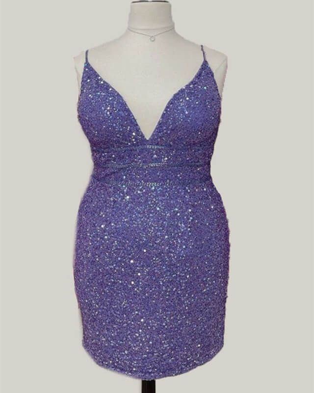 Short Light Purple Plus Size Sequin Bodycon Dress Lisposa Short Light Purple Plus Size Sequin Bodycon Dress Lisposa