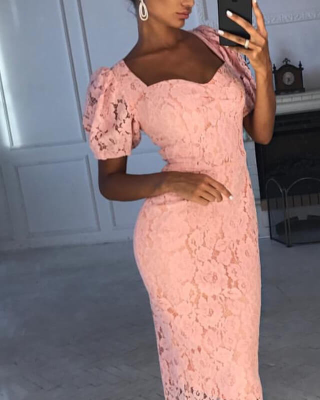 Cap Sleeve Knee-length Lace Party Dress