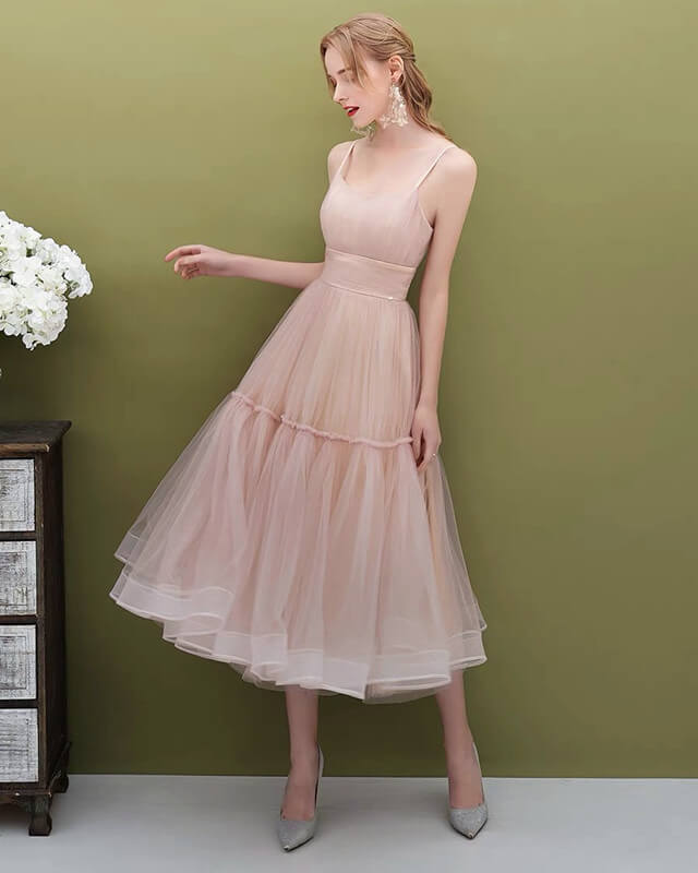 Pink Tulle Midi Party Dress Lisposa Pink Tulle Midi Party Dress Lisposa